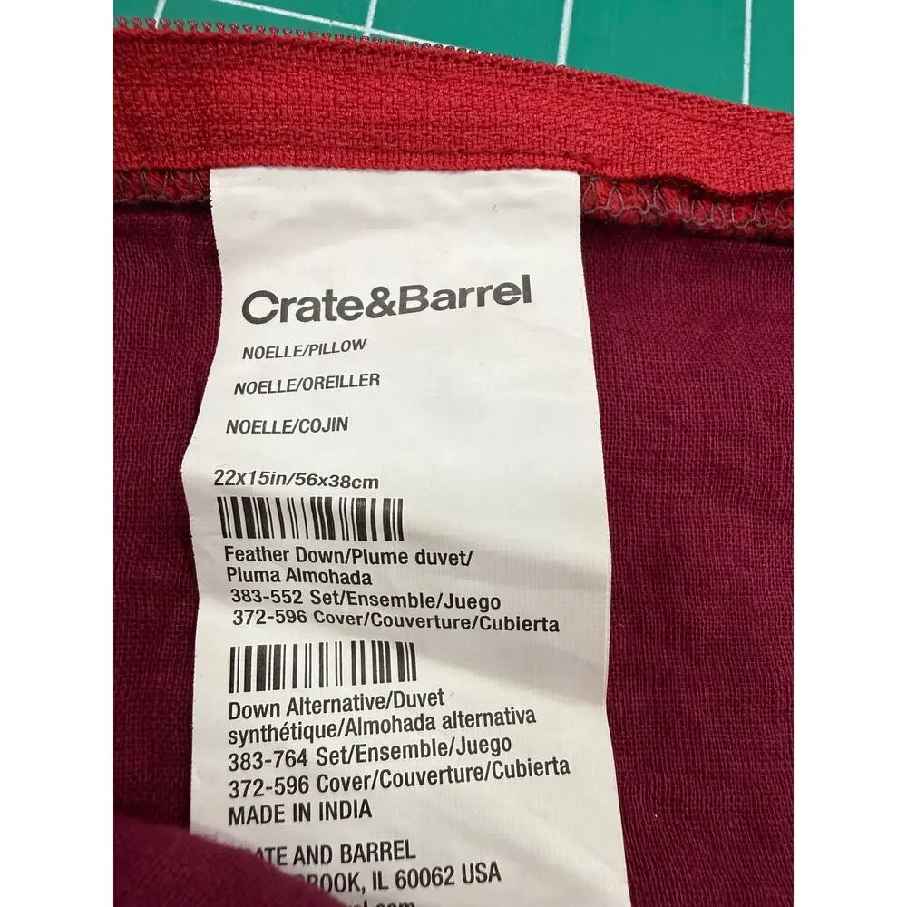 Crate & Barrel Noelle Red Knit Lumbar Pillow Cover 21x14 Hearts Scandi Winter
